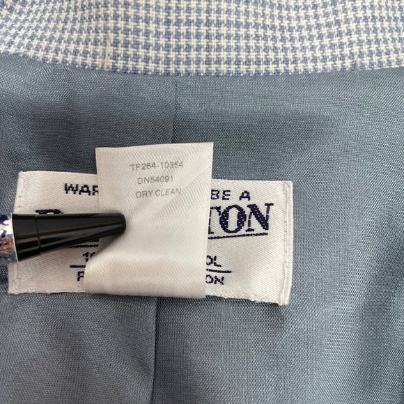 Pendleton Coat Blazer Wool Houndstooth Old Money Pockets Blue White Womens 14 - Picture 8 of 11